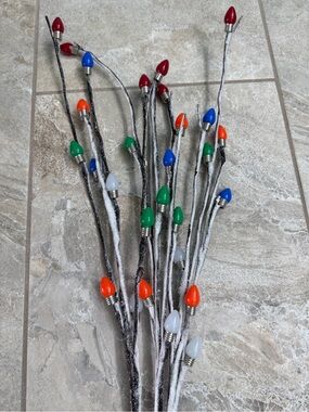 Multicolor Decorative Snow Covered Branches Sticks with Christmas Lights